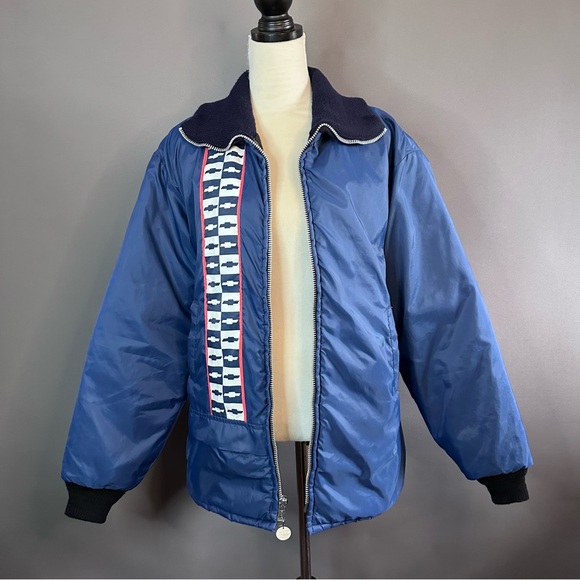 Sold Vintage Horizon Chevrolet Corvette Jacket Quilted Racing Coat Blue - Picture 10 of 15